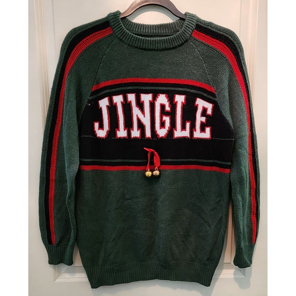 Jingle Bells Christmas Sweater Green Size Medium